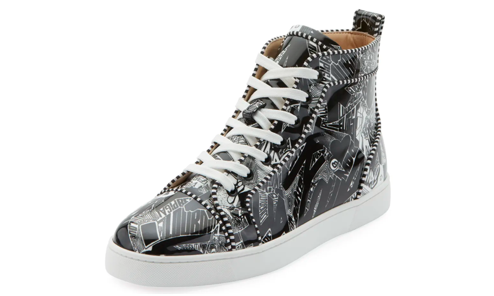 Christian Louboutin Louis Orlato Men’s Flat Black/White Patent Nicograf