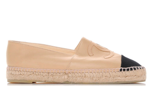CHANEL Lambskin CC Espadrilles 'Beige Black'