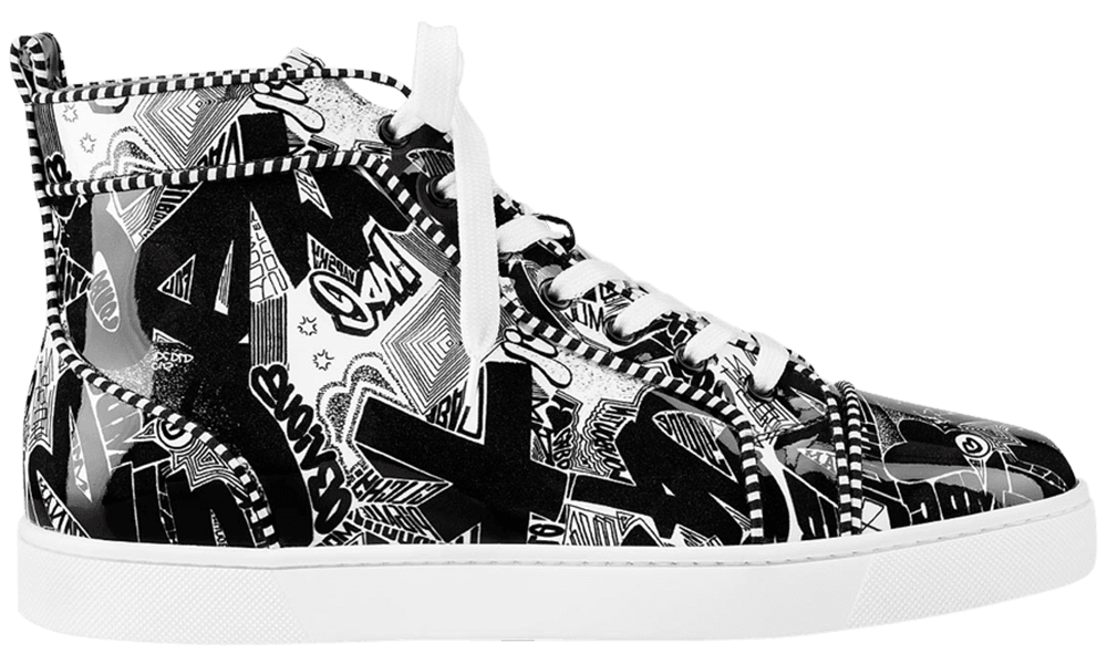 Christian Louboutin Louis Orlato Men’s Flat Black/White Patent Nicograf